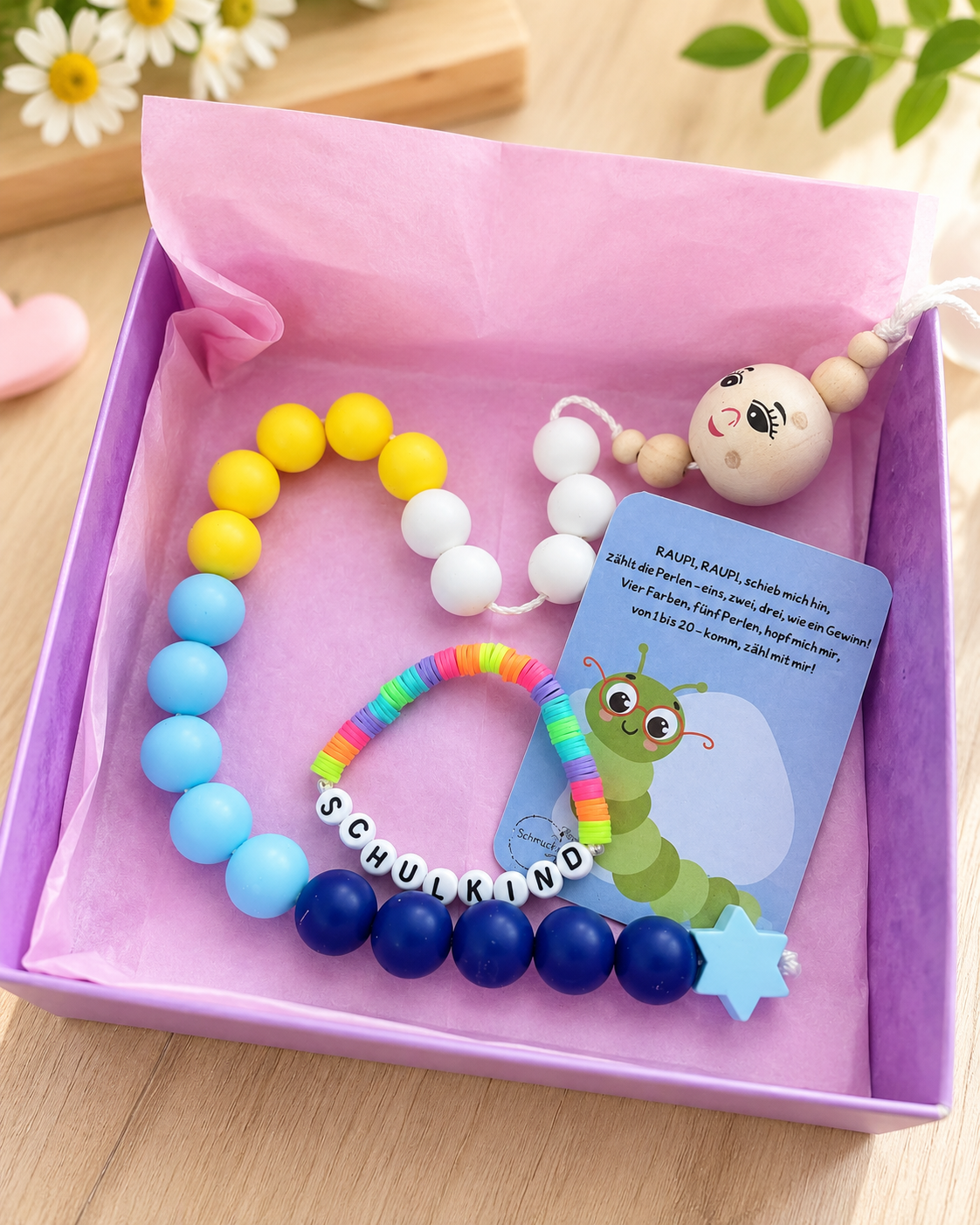 RAUPI & Schulkind-Armband "Mein buntes Schulstart-Set"