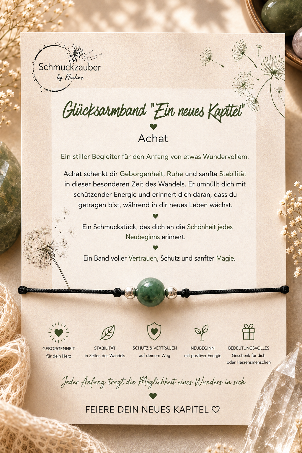 Glücksarmband „Ein neues Kapitel“