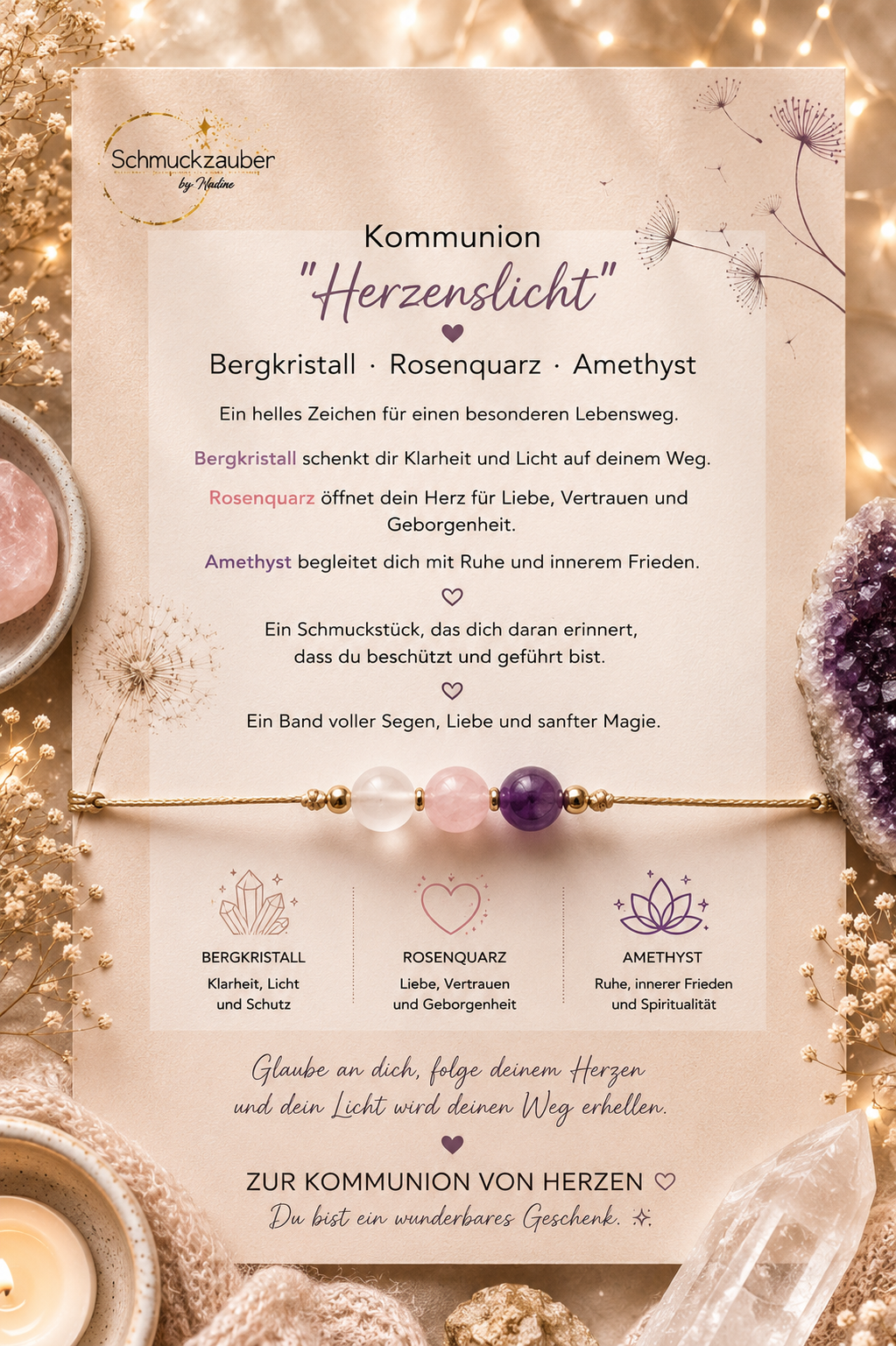 Kommunion-Armband „Herzenslicht“