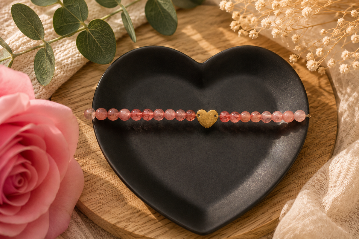Glasperlenarmband „Peach Heart“