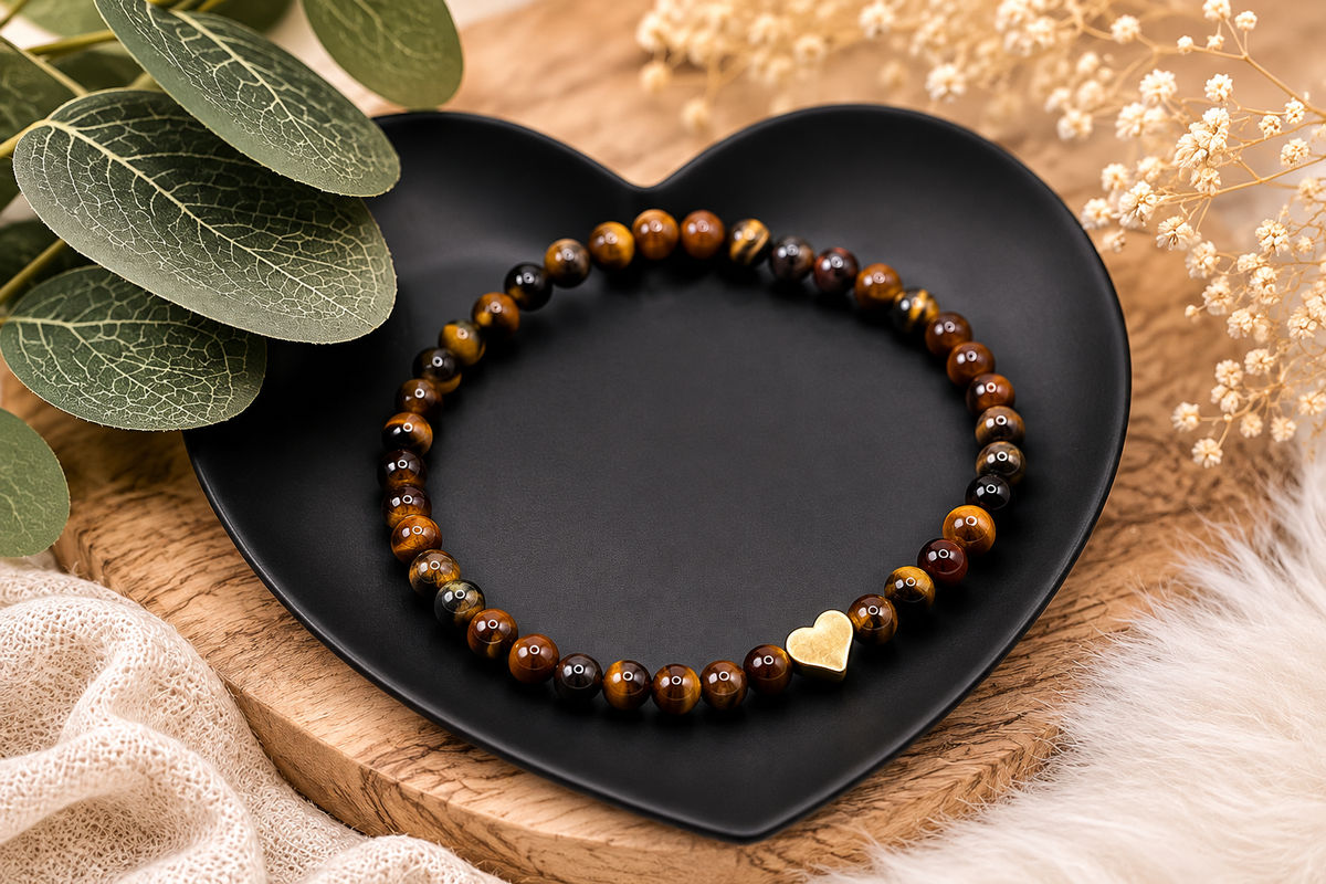 Tigerauge Armband „Golden Heart“