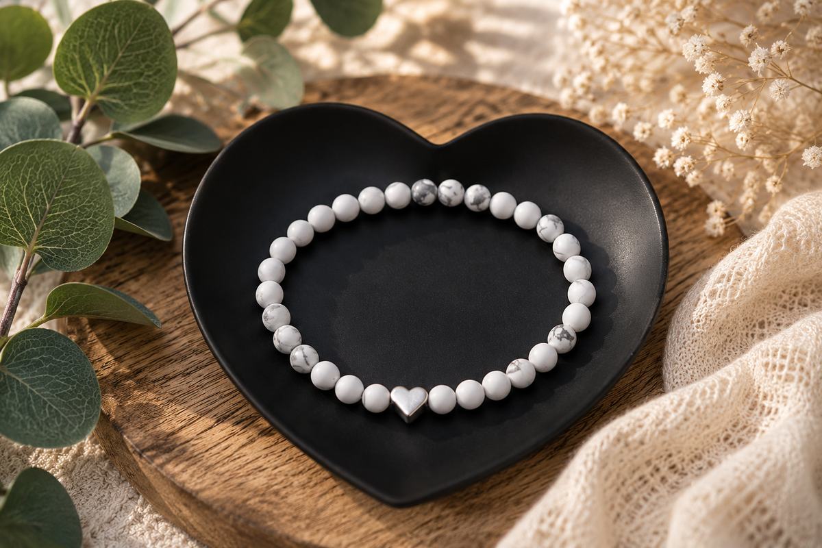 Howlith Armband „Silver Heart“