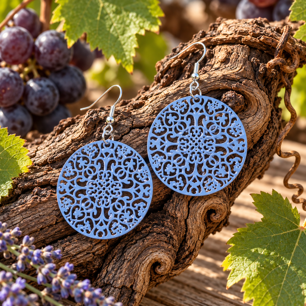Blütenornament - Filigrane Messing-Ohrringe