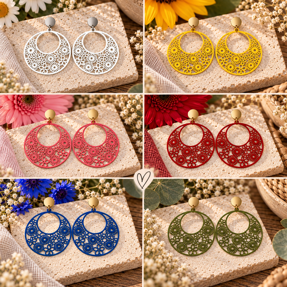 Flower Circle - Filigrane Messing-Ohrringe
