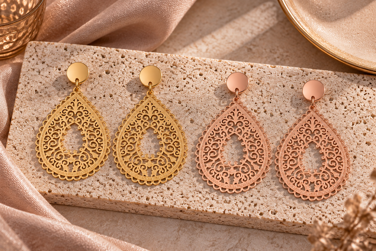 Boho Lace - Filigrane Messing-Ohrringe