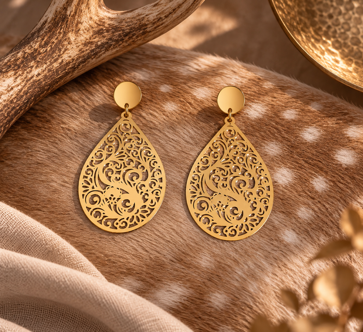 Boho Romance - Filigrane Messing-Ohrringe