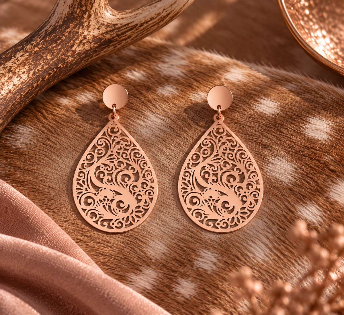 Boho Romance - Filigrane Messing-Ohrringe