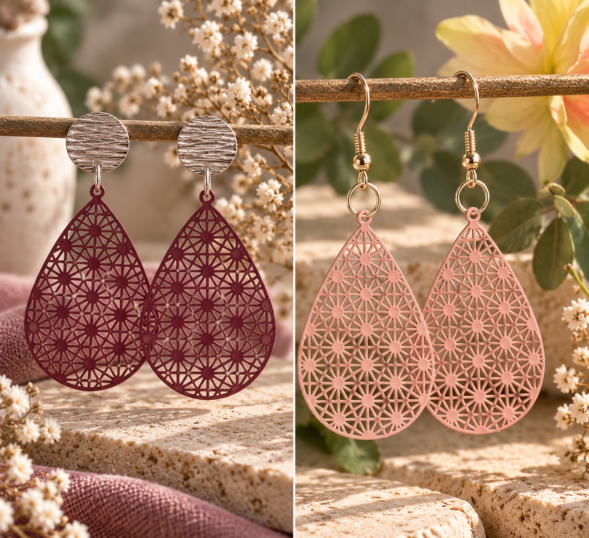 Oriental Flowers- Filigrane Messing-Ohrringe