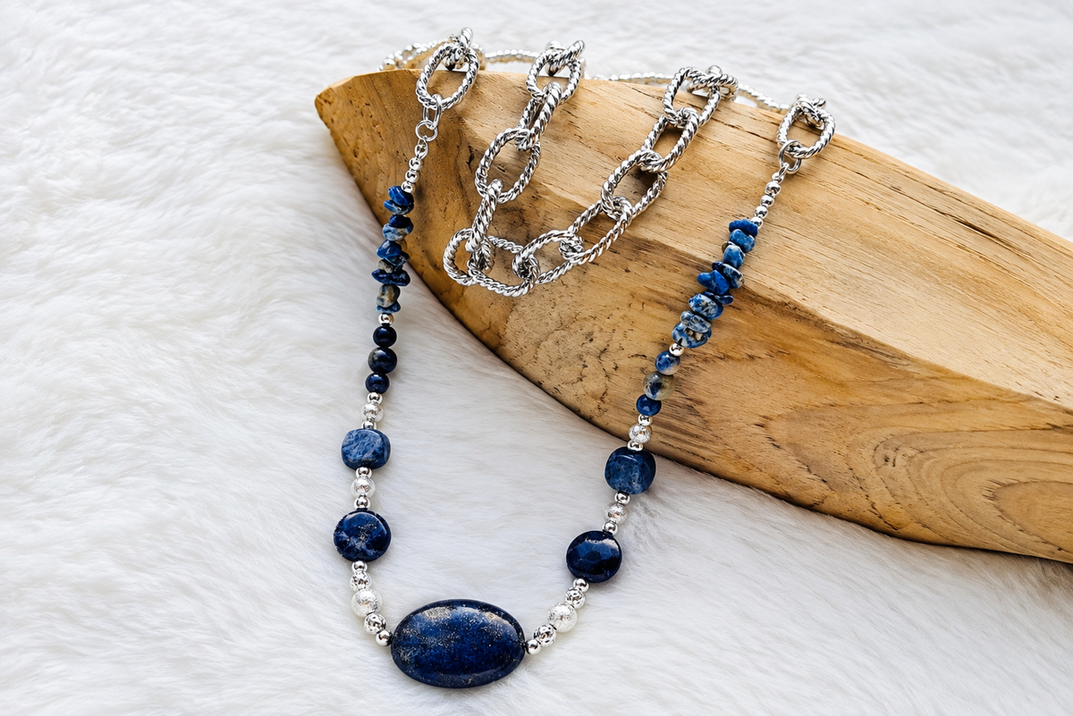 Edelsteinmix Halskette Lapislazuli & Sodalith