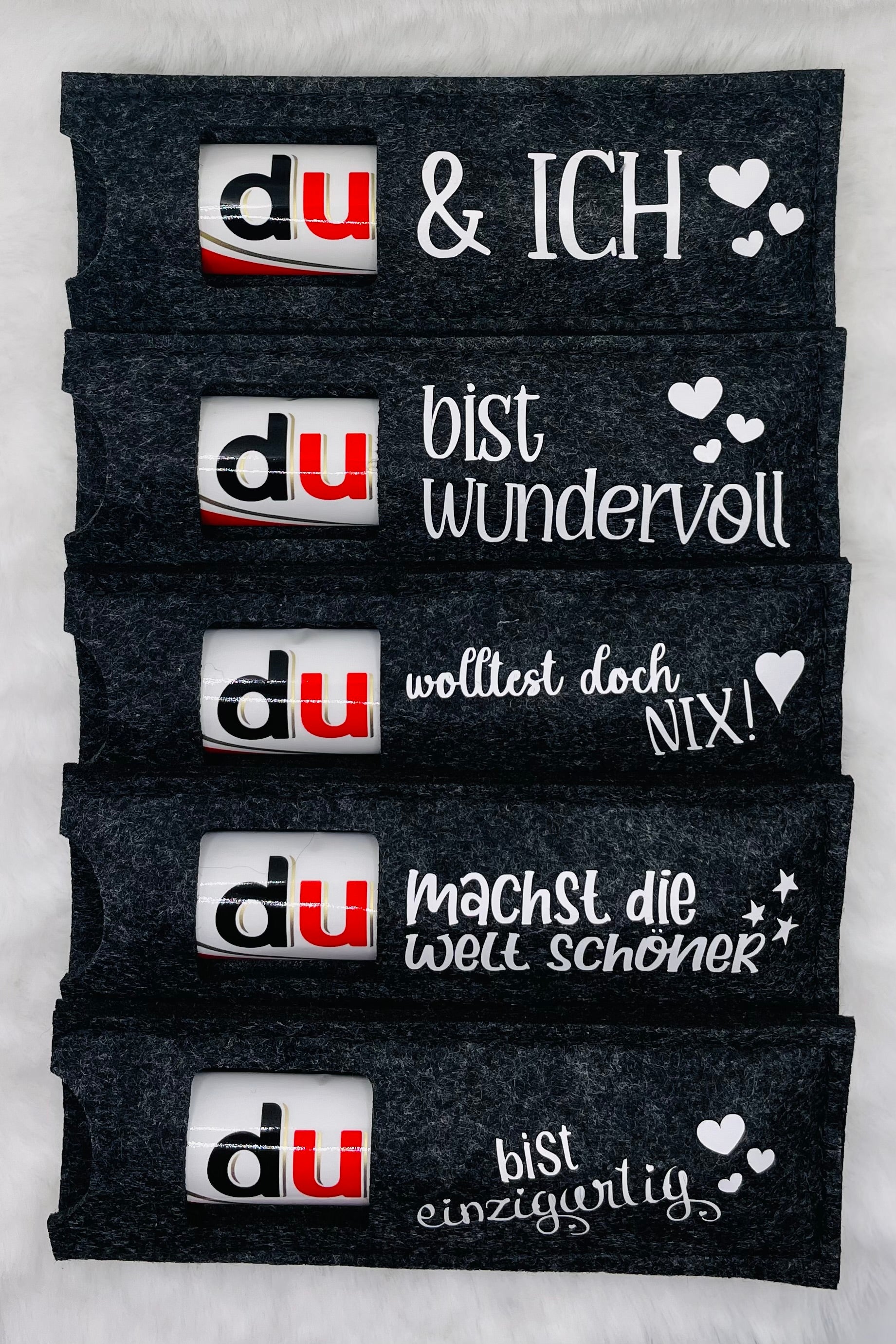 Du(plo) Filztasche mit Spruch – Kleine Geste, die von Herzen kommt