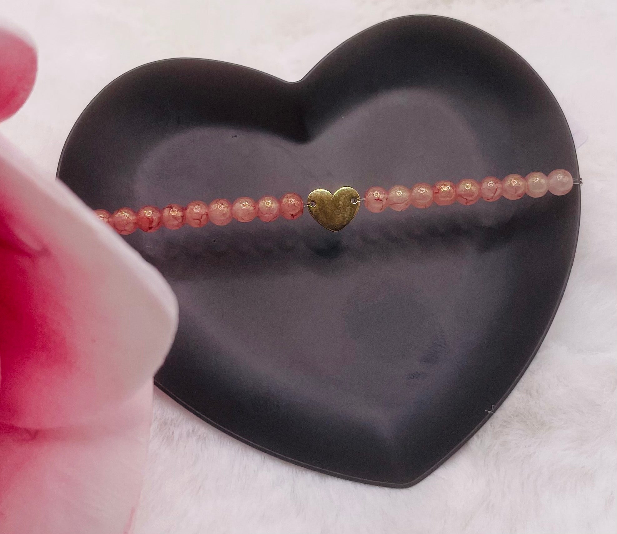 Glasperlenarmband „Peach Heart“