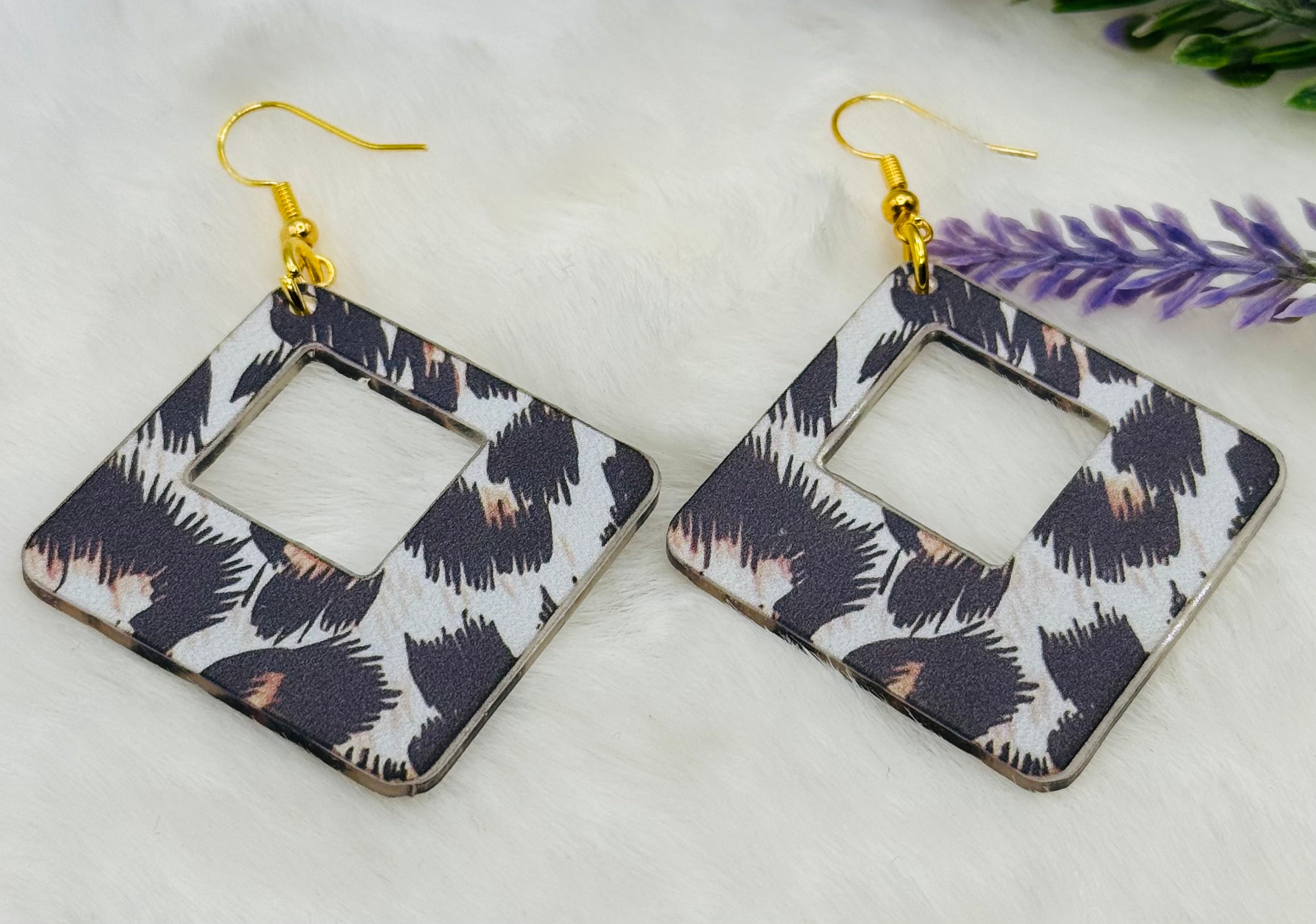 Acryl Statement Ohrringe Leopardenmuster