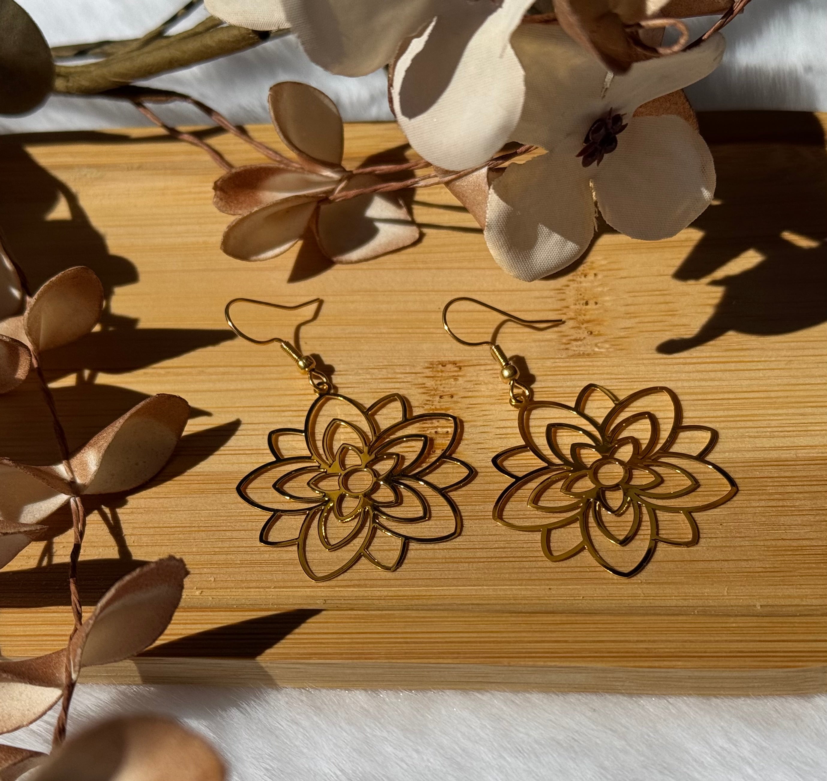 Filigrane Mandala Blumen Ohrringe