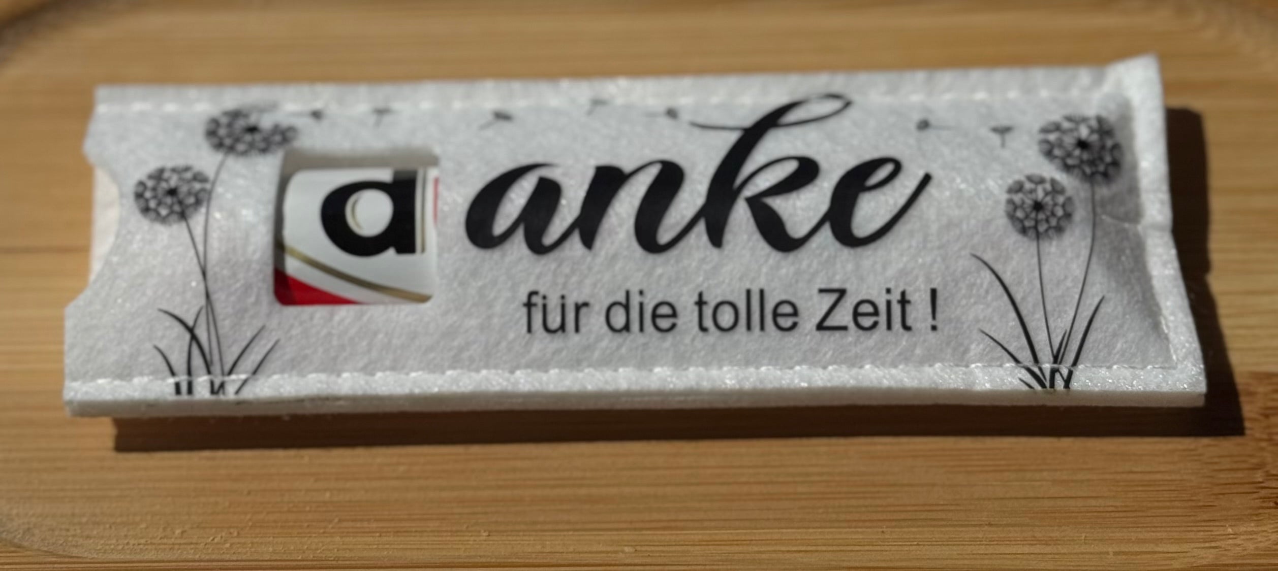 Du(plo) Filztasche mit Spruch "Danke für die tolle Zeit"