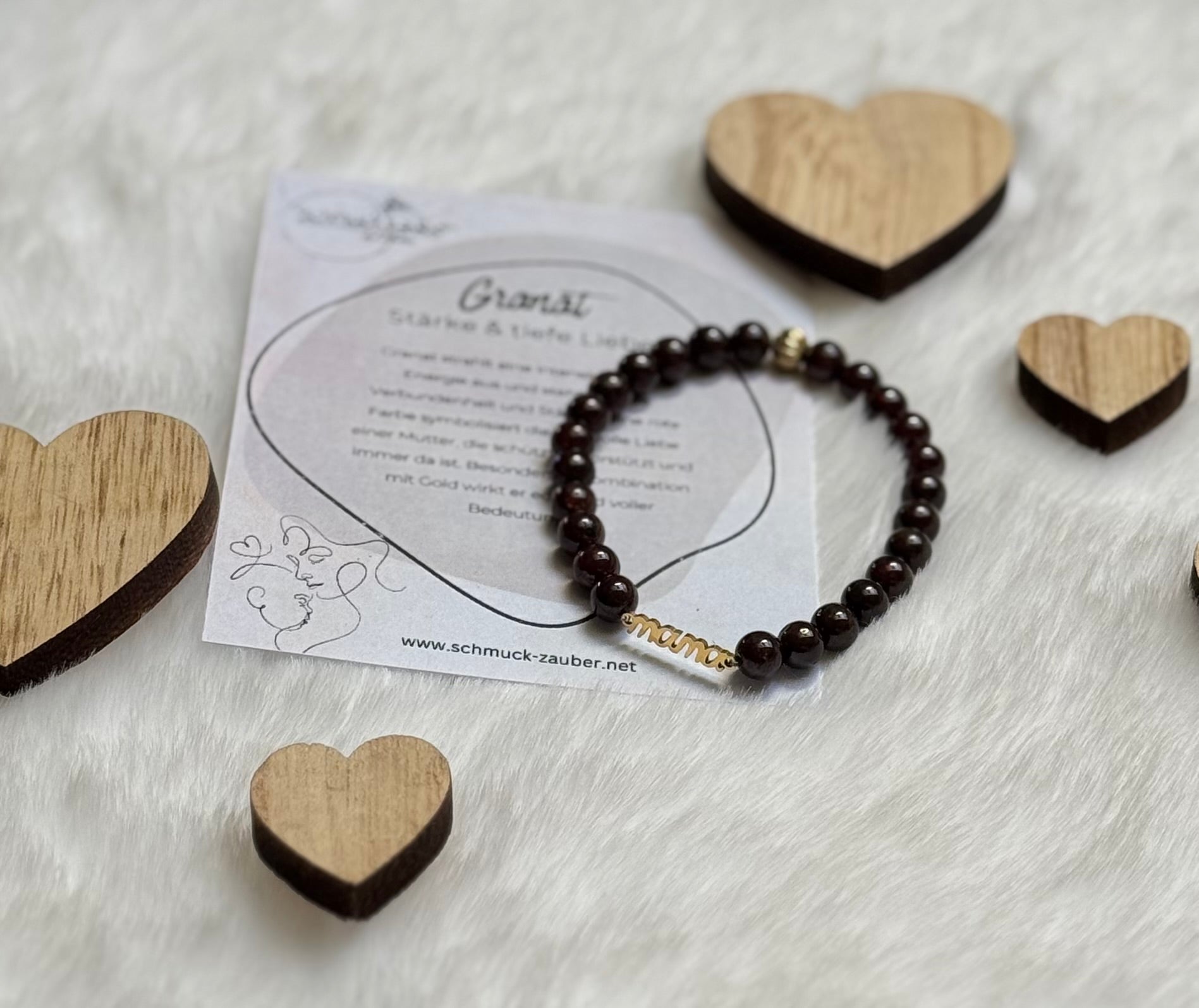 Edelstein Armband „Mama“ mit Edelstahl Anhänger