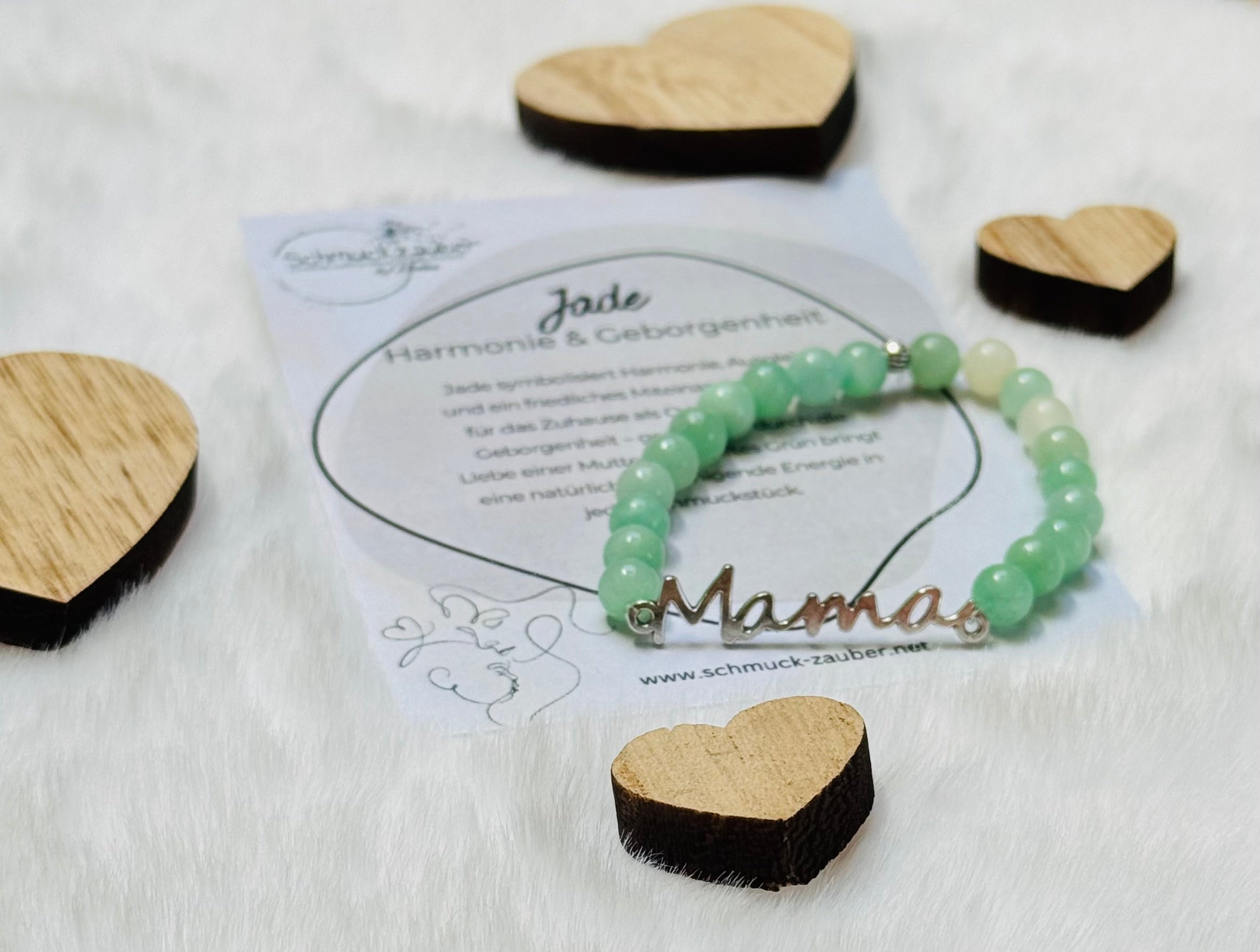 Edelstein Armband „Mama“ mit Edelstahl Anhänger