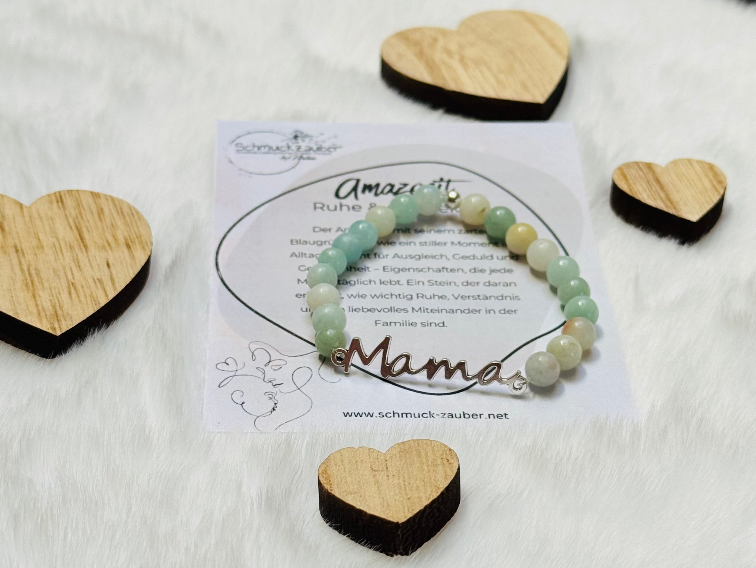 Edelstein Armband „Mama“ mit Edelstahl Anhänger