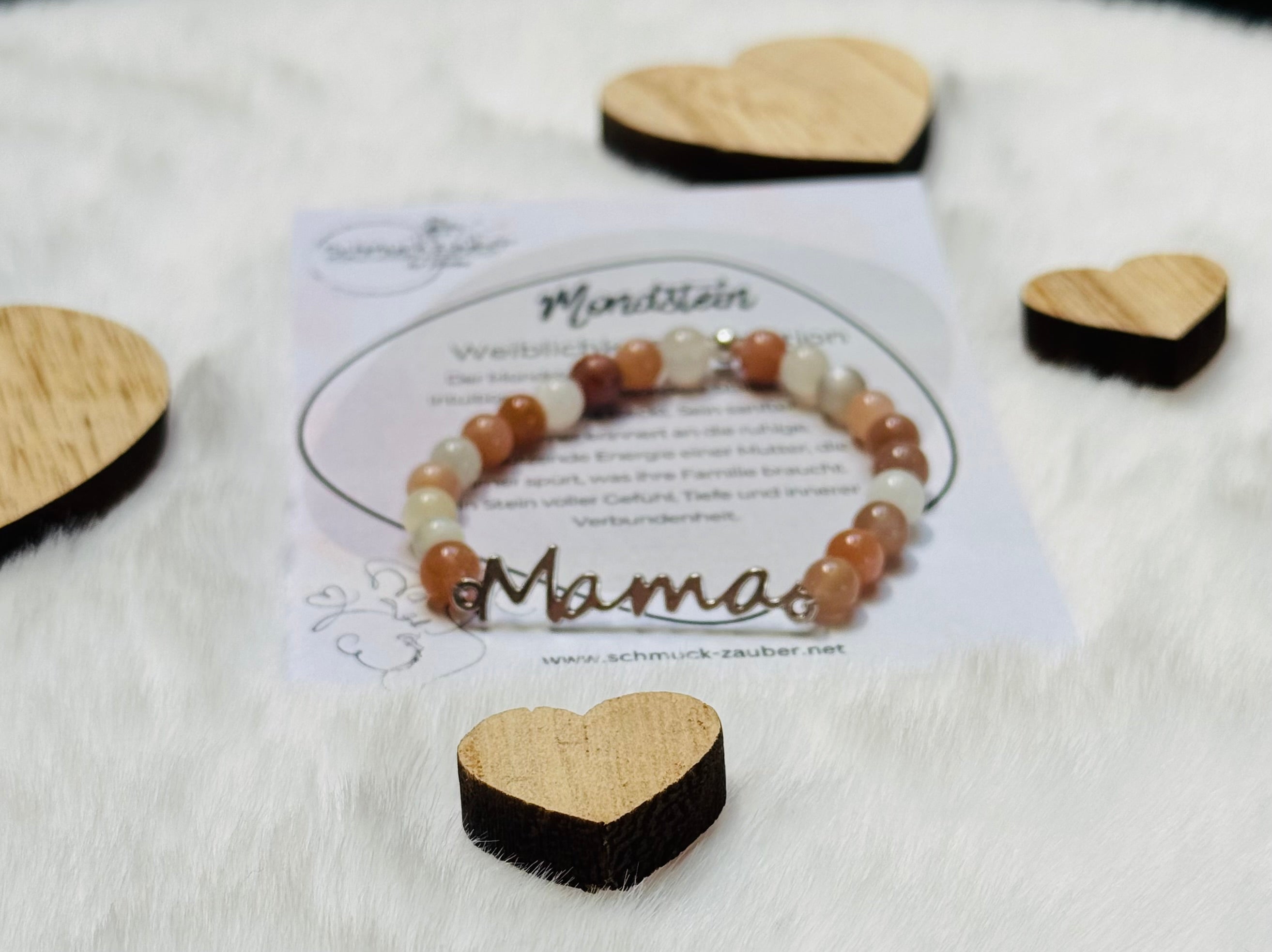 Edelstein Armband „Mama“ mit Edelstahl Anhänger
