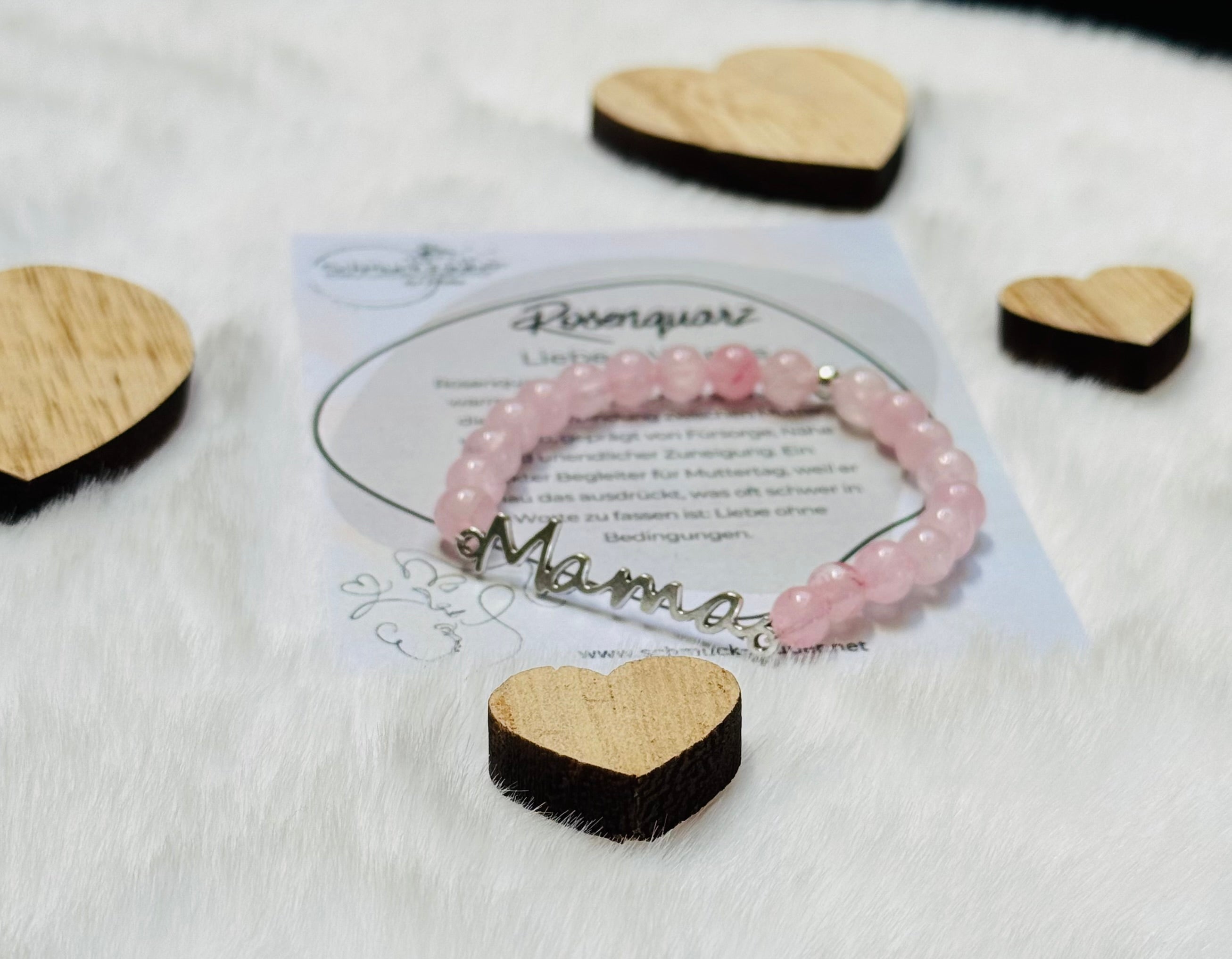 Edelstein Armband „Mama“ mit Edelstahl Anhänger