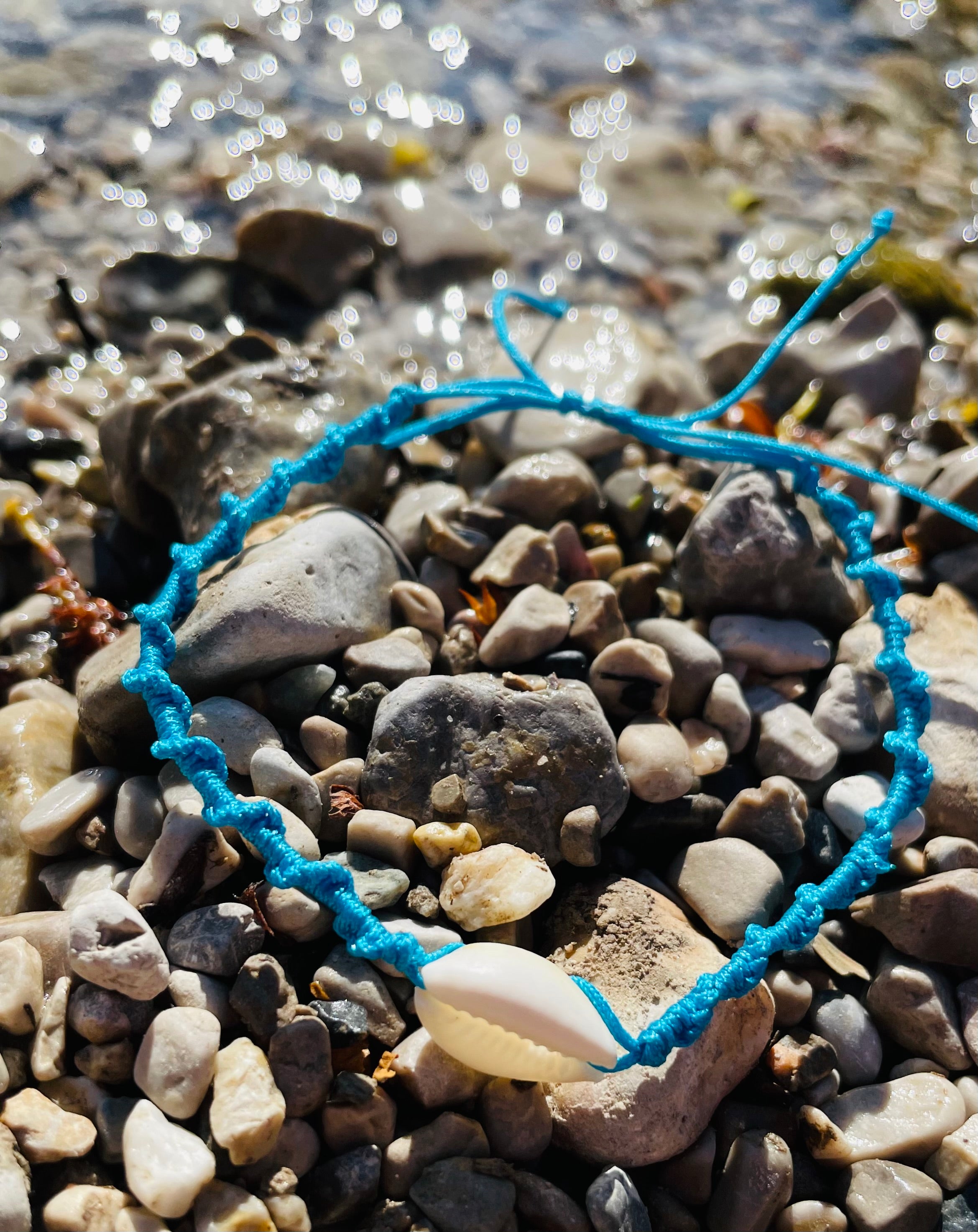 Makramee Armband Türkis mit Muschel