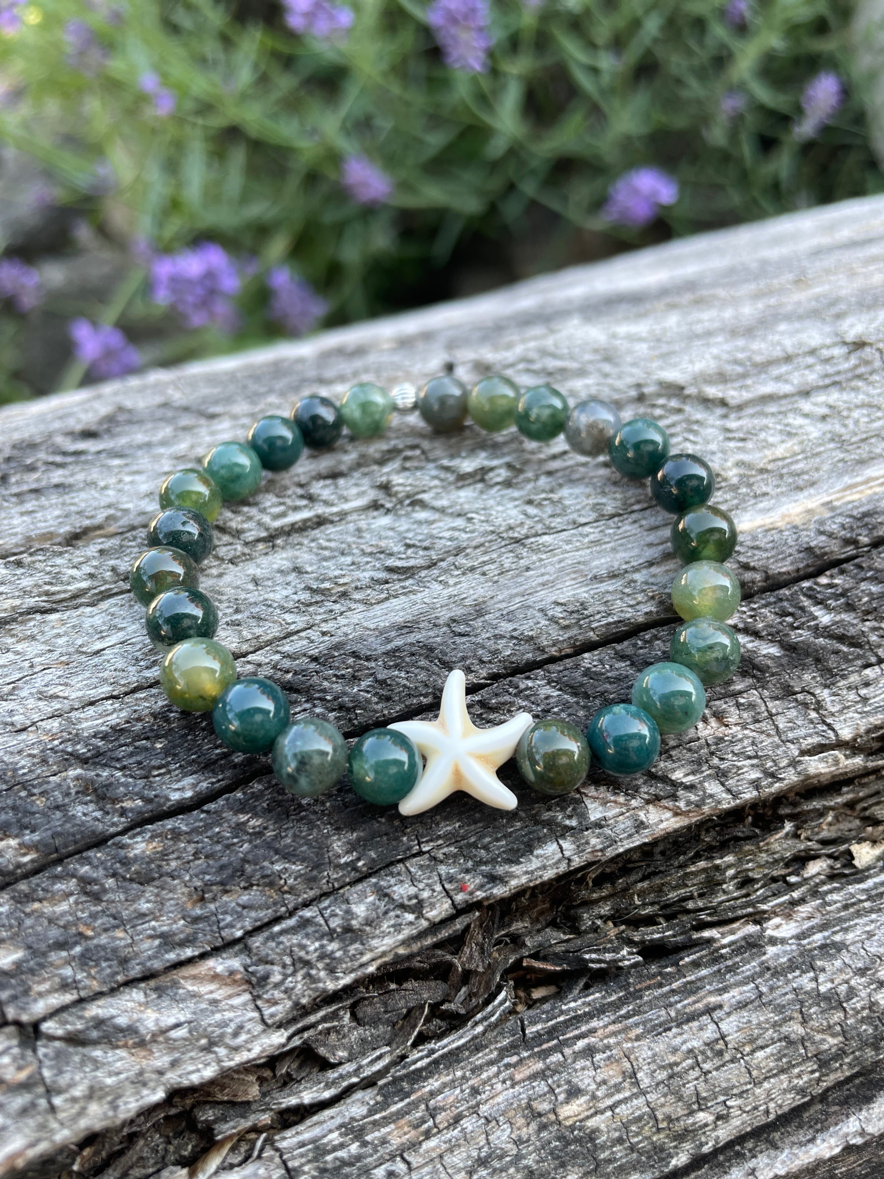 Moosachat Armband mit Seestern