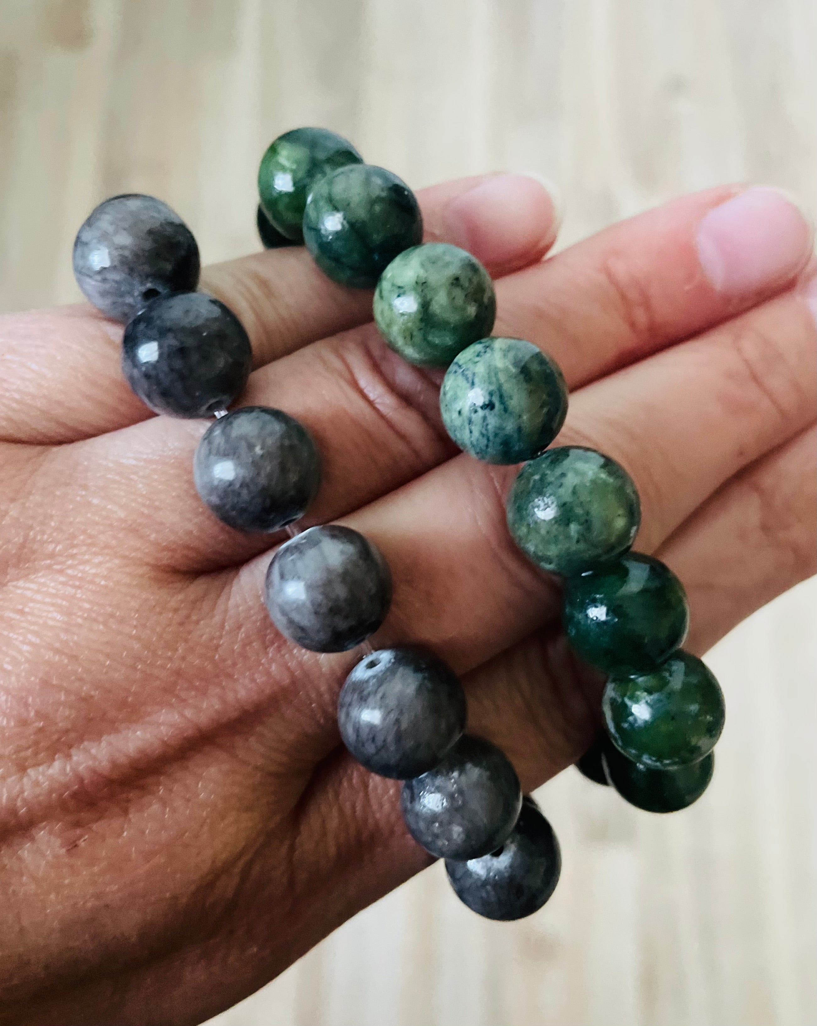 Jade-Armband Olive & Anthrazit